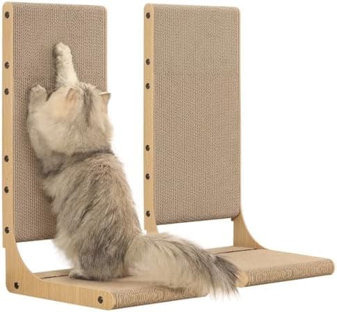 Zakkart 2-Pack Cat Scratching Board, 25.6'' Tall Cardboard L Shape Vertical Cat Scratchers for Indoor Cats, Cat Scratching Post…