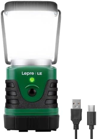 Lepro 1000LM LED Camping Lantern Rechargeable, 4400mAh Green Tent Light with 4 Light Modes…