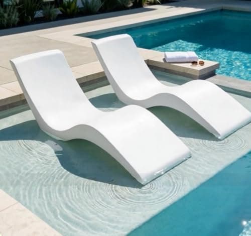 Aqua Outdoors Pool Chaise Lounge Chairs for Ledge & Shelf, Water-Weighted Pool Lounger for Depths Up to 9”, No Screw Plugs &…