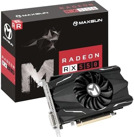 maxsun AMD Radeon RX 550 4GB GDDR5 ITX Computer PC Gaming Video Graphics Card GPU 128-Bit DirectX 12 PCI Express X16 3.0 DVI-D…