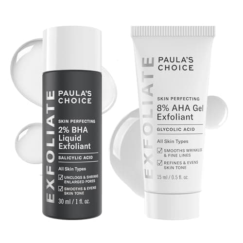 Paula's Choice SKIN PERFECTING 8% AHA Gel Exfoliant & 2% BHA Liquid Duo - Facial Exfoliants for Blackheads, Enlarged Pores…