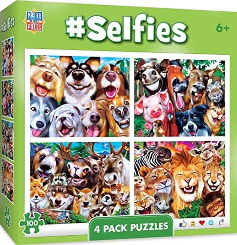 MasterPieces – Jigsaw Puzzle Set for Kids 6+ Years, 4-Pack of 100 Pieces, Educational and Fun Game, Silly Animals Collection…