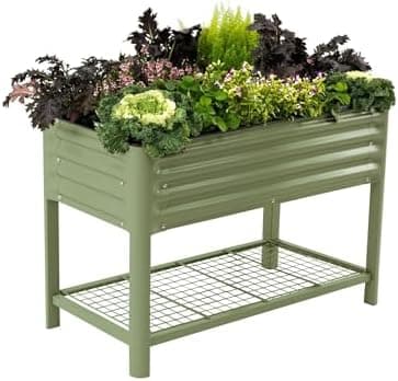 Elevated Raised Garden Bed-V Series, 2' x 4' Garden Beds with Legs & Storage Rack for Patio Porch, 700 Lbs Weight Capacity…