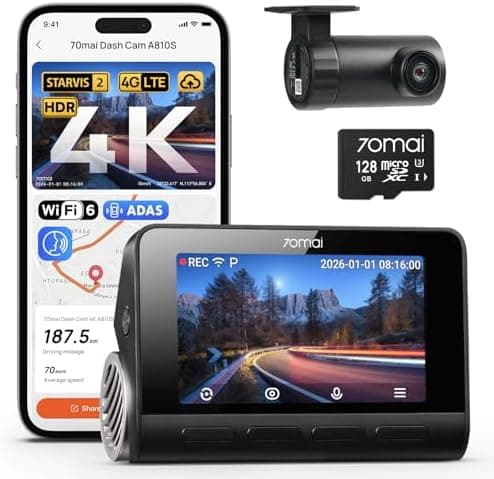 70mai 4K Dash Cam Front and Rear, 4K+1080P Dual STARVIS 2 Car Dash…
