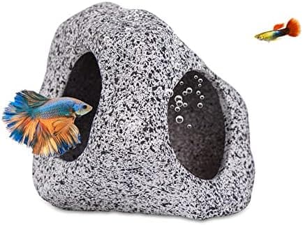 Ameliade Aquarium Decorations Cave Fish Tank Accessories Rock Decor for Shrimp Cichlid Hiding Breeding Small Fish Bowl Hide…