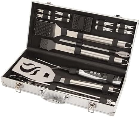 Cuisinart Deluxe Grill Tool Set, 20-Piece Grill Set, BBQ Accessories with Aluminum Case, Stainless Steel Grilling Accessories…
