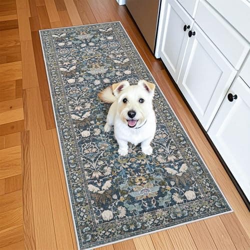 Washable Vintage 2x6 Bathroom Rugs: Soft Carpet with Non-Slip Backing for Hallway Entryway Kitchen…