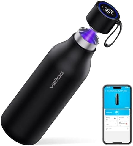 VSITOO 33oz Smart Self-Cleaning Water Bottle，Large Insulated Stainless Steel Bottle with AI Self-Clean, 30-Day Battery & Magnetic…