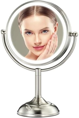 Professional 8.5" Large Lighted Makeup Mirror with Brighter Lights, 1X/10X True HD Magnifying Mirror with 3…