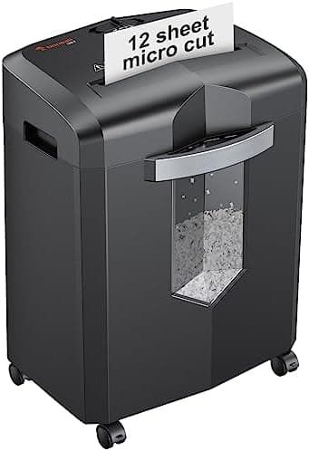 Bonsaii 12-Sheet Micro Cut Shredders for Home Office, P-4 Security Level Paper Shredder for CD, Credit Card, Mails, Staple, Clip…