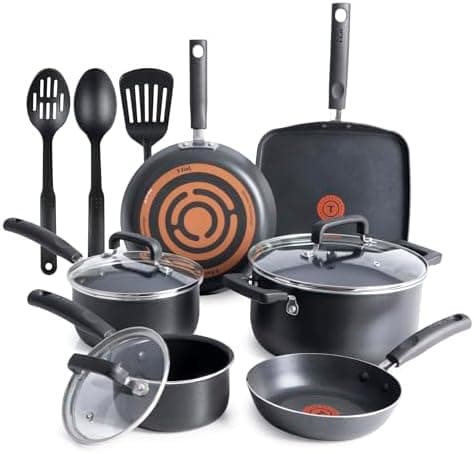 T-Fal Signature Nonstick Pots and Pans Set 12 Piece, Oven Broiler…
