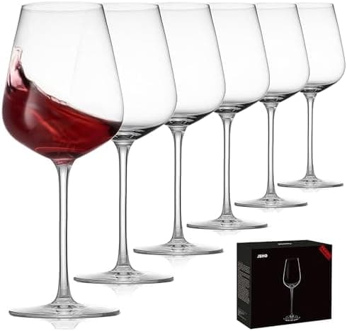 JBHO Hand Blown Bordeaux Wine Glasses - Set of 6-18 Ounce - Great Gift Packaging - Red Wine Glasses Lead-Free Premium Crystal…