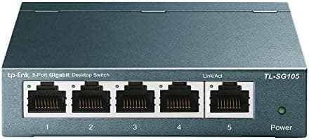 TP-Link TL-SG105, 5 Port Gigabit Unmanaged Ethernet Switch, Network Hub, Ethernet Splitter, Plug & Play, Fanless Metal Design…