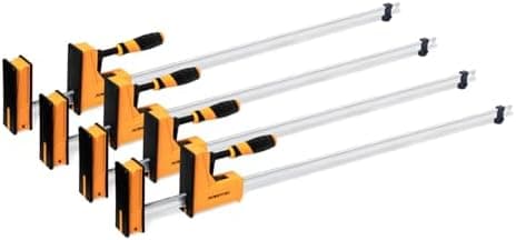 POWERTEC 71602-P2V, 4PK, 48" Woodworking Parallel Clamps Jaw Bar Clamp Spreader Tool