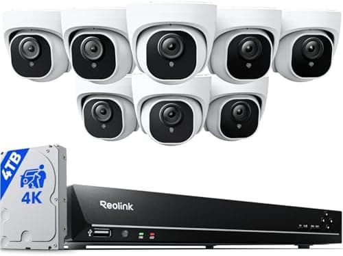 REOLINK 4K PoE Security Camera System Wired, 8pcs 8MP PoE Cameras, Smart Person/Vehicle Detection, 16CH NVR with 4TB HDD, H.265…
