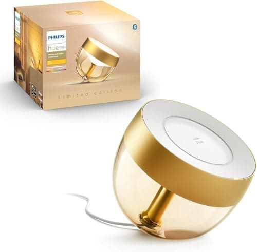 Philips Hue Iris Smart Table Lamp, Gold - White and Color Ambiance LED Color-Changing Light - 1 Pack…