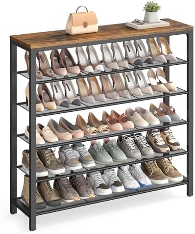 VASAGLE 6-Tier Shoe Rack, Shoe Organizer for Closet, Entryway, 24-30 Pairs of Shoes, Large Shoe Rack Organizer with 5 Metal Mesh…