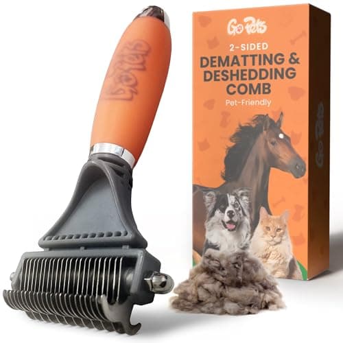 GoPets 2-in-1 Dematting Comb for Dogs, Pet Grooming Rake, Double-Sided Dog Brush for Shedding, Deshedding Brush for Cats…