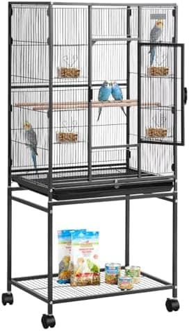 VEVOR Bird Cage, 24.6 x 16.7 x 53.9 inch, Flat Top, Wrought Iron Bird…