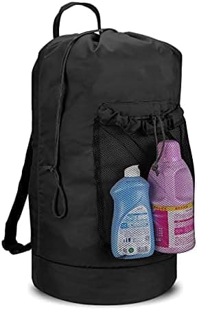 Dalykate Backpack Laundry Bag, Laundry Backpack with Shoulder Straps and Mesh Pocket Durable Nylon Clothes Hamper Bag with…