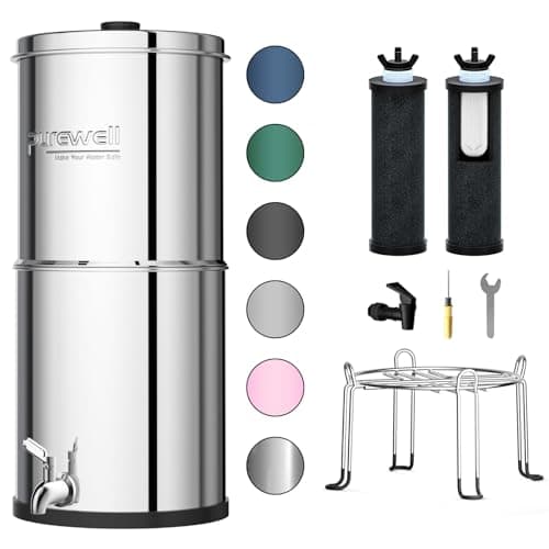 Purewell 3-Stage 0.01μm Ultra-Filtration Gravity Water Filter System, NSF/ANSI 42&372 Certification, 304…