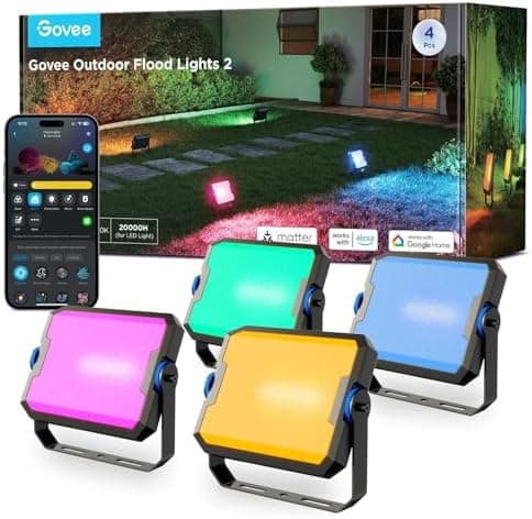 Govee Outdoor Flood Lights 2, RGBIC Warm Cold White LED Lights for Outdoor Decorations, 50 Scene Modes, Landscape Lighting…
