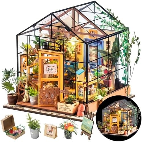 Rolife DIY Miniature Greenhouse Kit, Tiny/Mini House Making Kit with Furniture for Adults, Furniture, Halloween/Christmas…