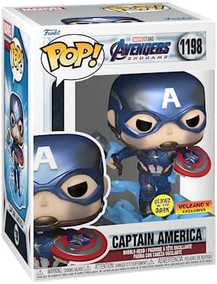 Funko POP! Marvel Avengers Endgame Captain America with Broken Shield & Mjolnir (Glow in The Dark &…
