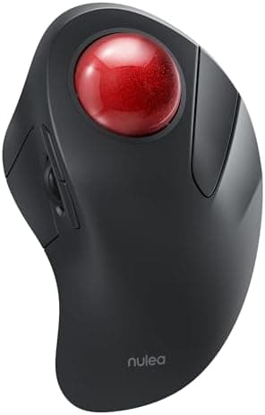 Nulea Wireless Ergonomic Trackball Mouse, Rechargeable, Bluetooth Rollerball Mouse, 44mm Index Finger…