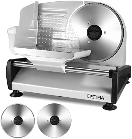 OSTBA Meat Slicer 200W Electric Deli Food Slicer with 2 Removable 7.5" Stainless Steel Blade, Adjustable Thickness for Home Use…
