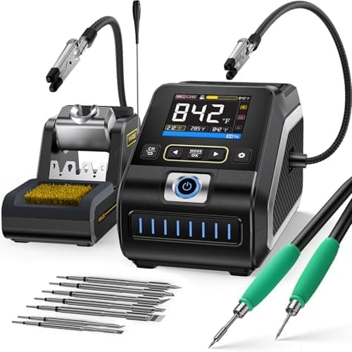 FNIRSI DWS-200 200W Precision Digital Soldering Station Kit, with 3 F210 & 6 F245 Soldering Iron Tips and 2 Helping Hands, Temp…