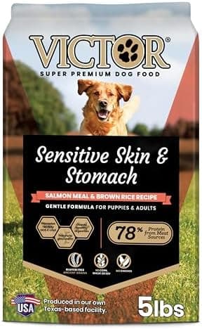 VICTOR Super Premium Dog Food — Sensitive Skin and Stomach — Salmon Meal & Brown Rice Recipe Dry Kibble — Gluten Free, No…