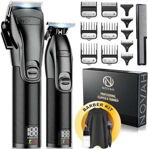 Novah® Professional Hair Clippers for Men, Professional Barber Clippers and Trimmer Set, Mens Cordless Hair…