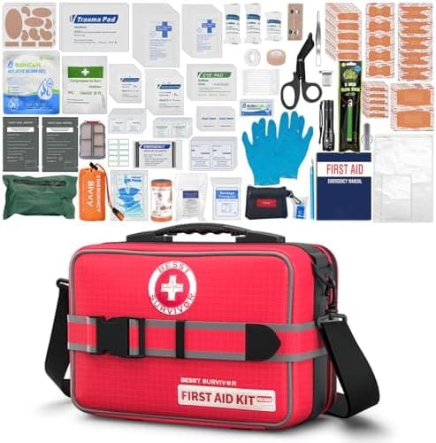 Besst Survivor 401 Piece First Aid Kit with Chest Seals -Labeled, Expandable & Mountable, Emergency Medical Kit for Home, Car…