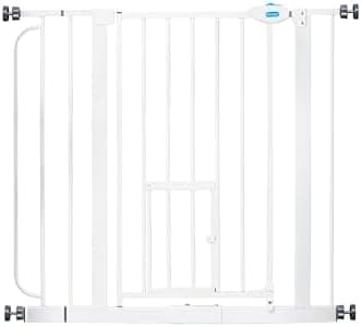 Carlson 29.5–36.5” Extra Wide Dog Gate with Small Pet Door, Walk-Through Pressure Mounted Metal Indoor Pet Safety Gate, Tested…