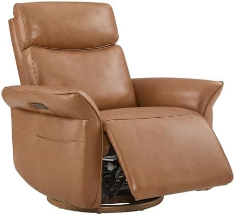CHITA Genuine Leather Power Recliner Chair, Electric Triple-Motor Swivel Glider Nursery Rocking Chair with Adjustable Power…
