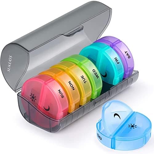 Sukuos Large Weekly Pill Organizer 2 Times a Day, Daily Pill Box 7 Day Easy to Open with Double Protection…