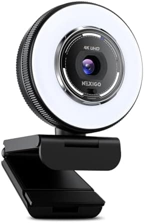 NexiGo N680E Pro 4K Webcam with Ring Light, PDAF Autofocus, 1080p 60FPS, Dual Noise-Canceling Mics, Privacy Shutter, USB…
