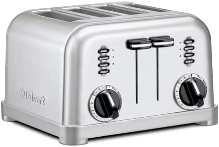 Cuisinart 4 Slice Compact Stainless Steel Toaster with Extra-Wide Slots for Bread, French Toast, Bagels &…