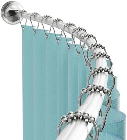 Zenna Home Curved Shower Curtain Rod, No Drill, 50-72 Inch Adjustable Tension Shower Rod for Bathroom, Rustproof, Non-Slip, Adds…