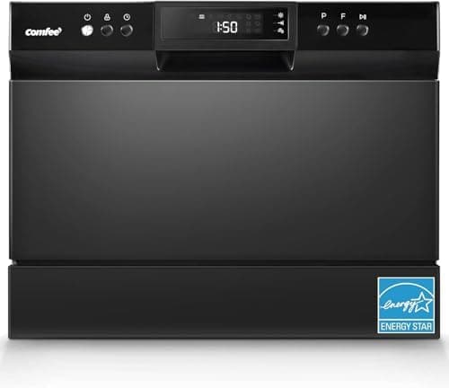 COMFEE’ Countertop Dishwasher, Energy Star Portable Dishwasher, 6 Place Settings & 8 Washing Programs, Speed, Baby-Care, ECO&…