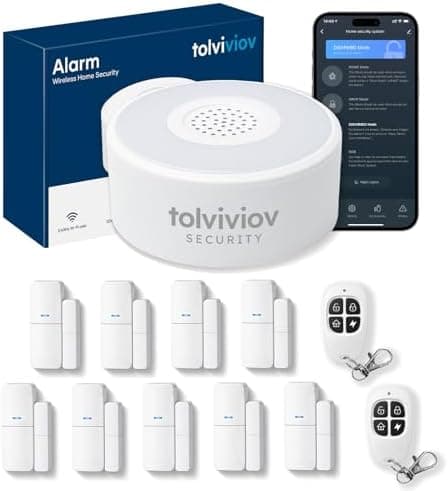 tolviviov Home Alarm System(2nd Gen), 12 Pieces Smart Home Alarm Security System DIY No Monthly Fee, Phone Alert, Alarm Siren…