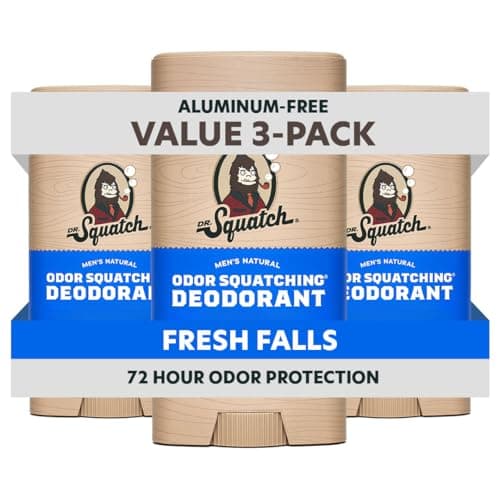 Dr. Squatch Natural Men’s Deodorant – Aluminum Free Natural Deodorant Men with Charcoal & Postbiotics for 72-Hour Odor Protection…