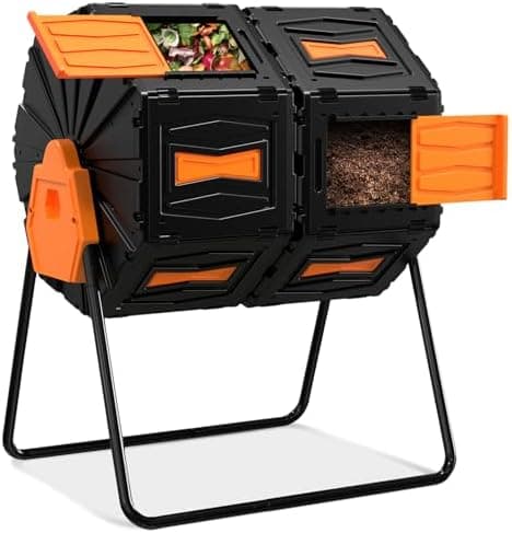Compost Tumbler, Easy Assemble & Efficient Outdoor Compost Bin, 45 Gallon/170 Liter Large Dual Chamber Rotating Composter for…