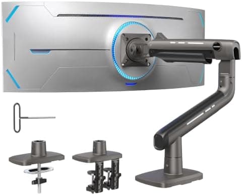 HUANUO TitanLift Heavy Duty Monitor Arm for Screens up to 49", Holds 44 lbs, Aluminum Ultrawide Screen…