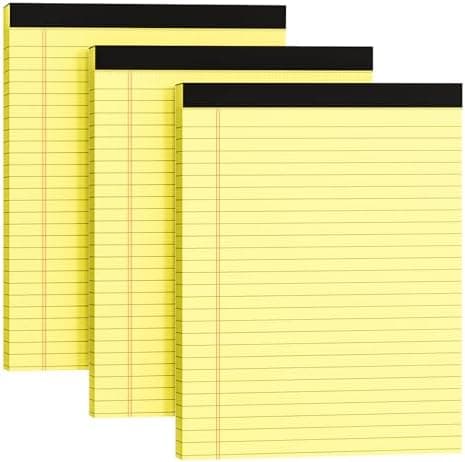Legal Pads 8.5 x 11, 3 Pack Yellow Note Pads 8.5 x 11 Writing Pads, Wide Ruled Legal Notepads, Lined Pads of Paper Yellow Paper…