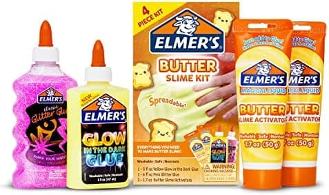 Elmer’s Butter Slime Kit, Includes Glow in the Dark Glue, Glitter Glue, Slime Activator, 4 Count - Kids Activity, Creative Fun…