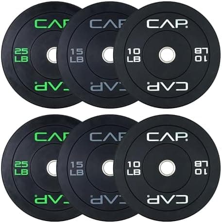 CAP 2-inch Olympic Bumper Plate Weight Set | 100-370 lbs | Multiple Colors | Storage Rack Optional