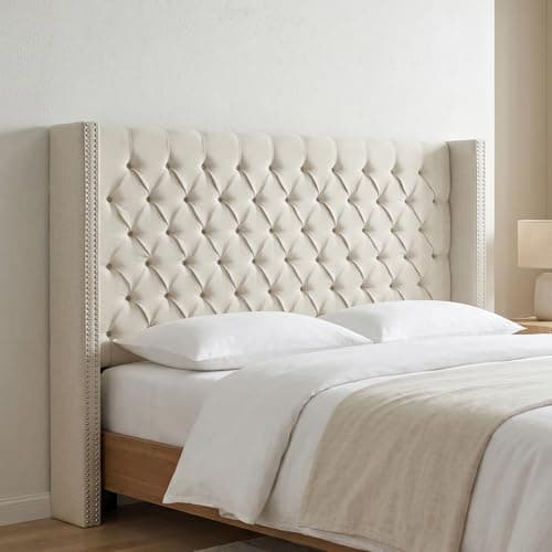 Madison Park Amelia Upholstered Headboard | Nail Head Trim Wingback…
