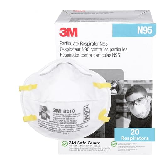 3M 8210 Particulate Respirator, N95, Pack of 20 Disposable Respirators, NIOSH APPROVED, Two-Strap Cup Style Design, Lightweight…